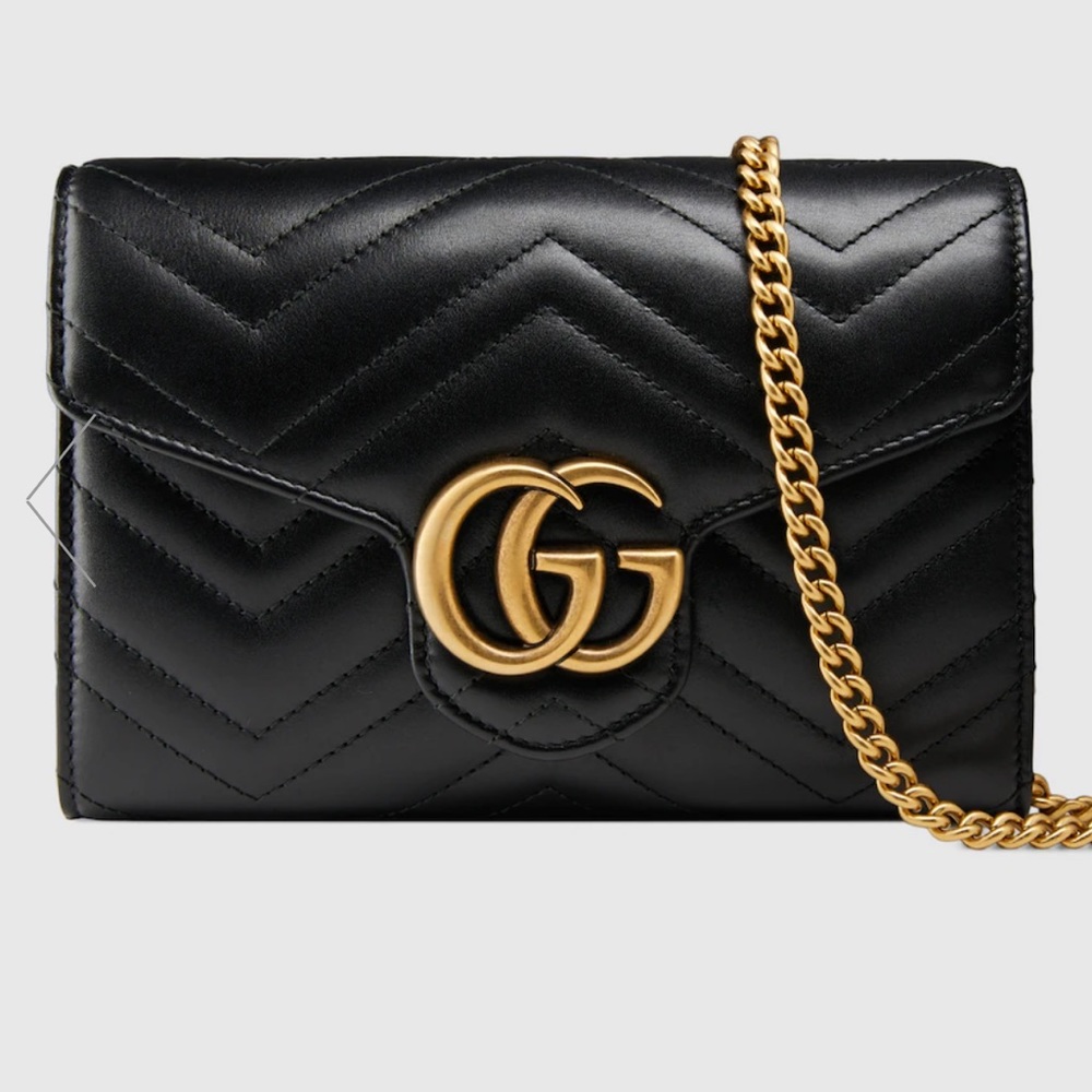 Gucci GG MARMONT MINI BAG in Black Leather